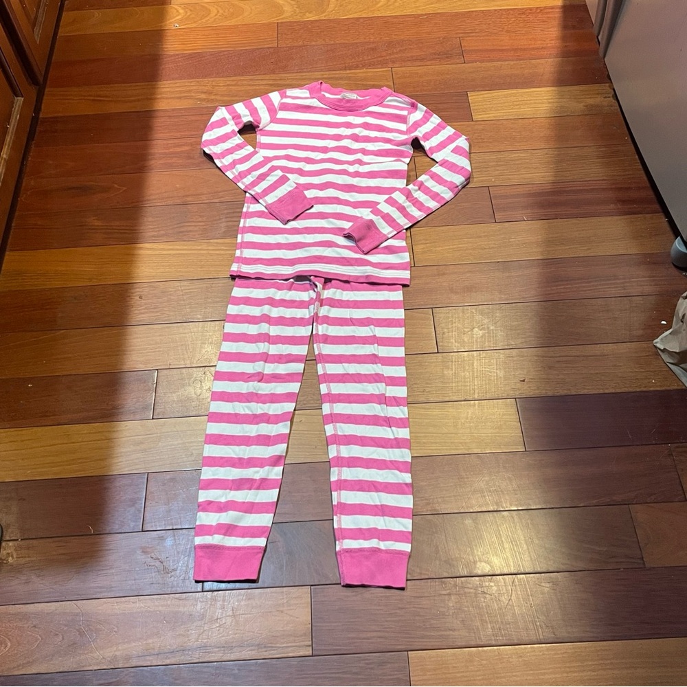 Hanna Andersson Striped Pink and White Pajama Set